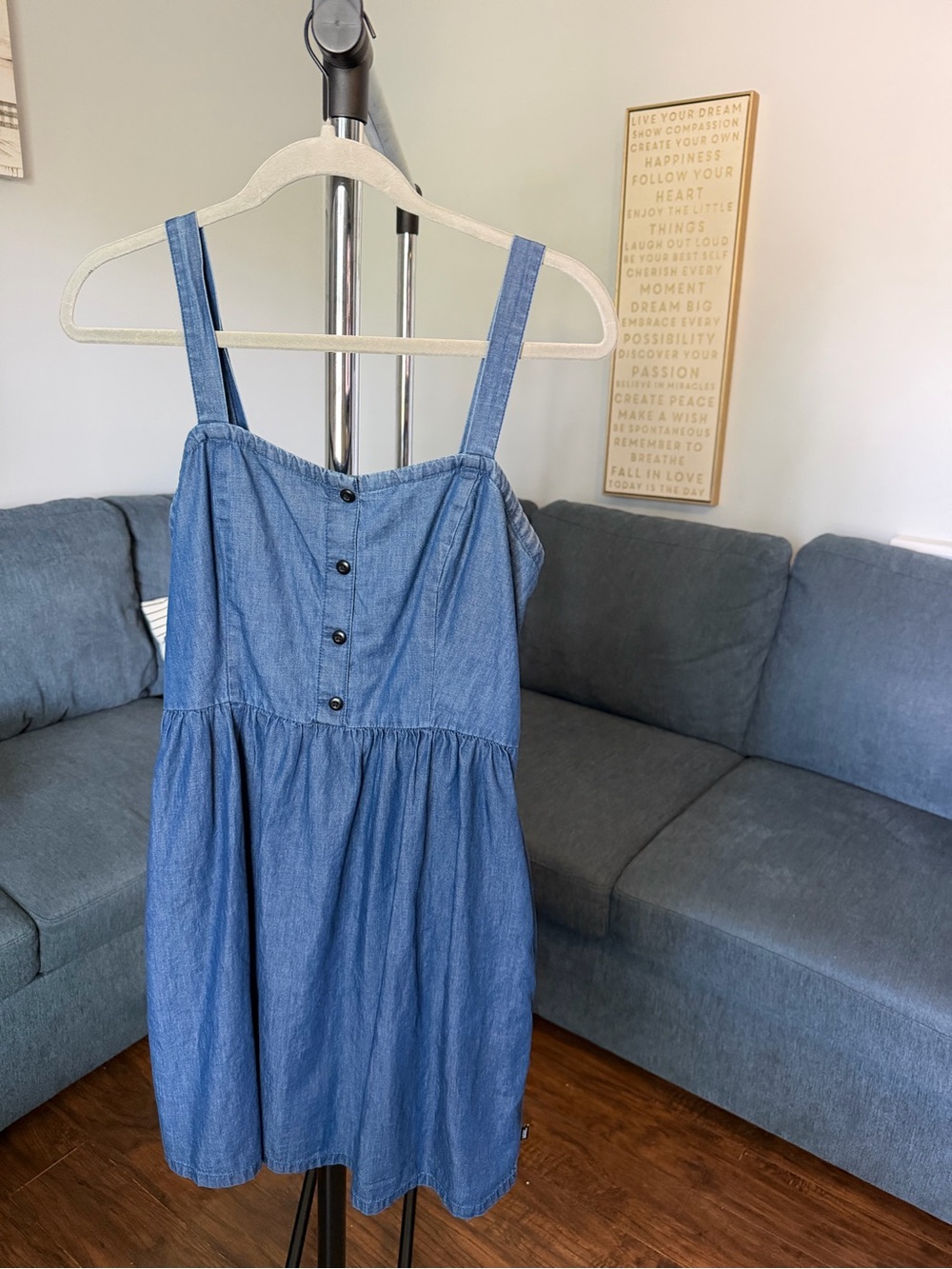 Vans Blue Denim Mini Dress with Button Front